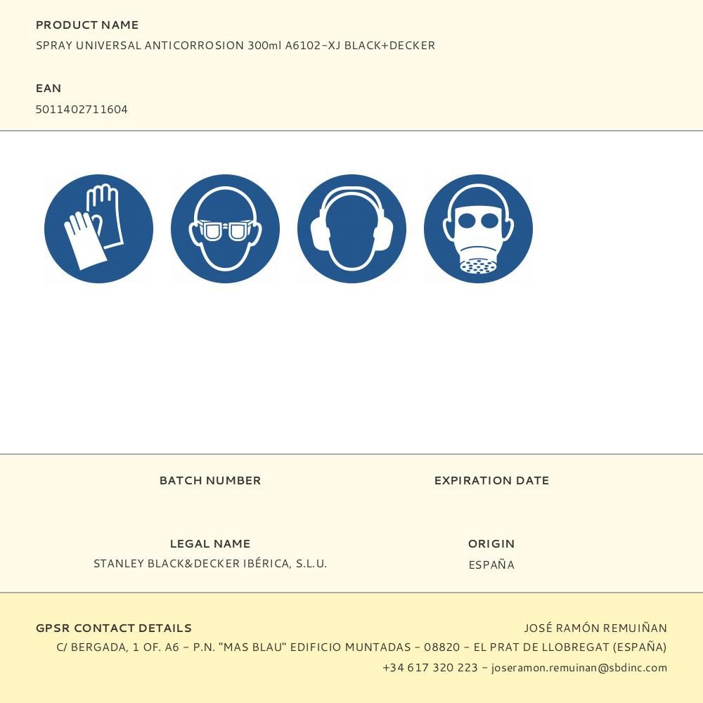Spray universal anticorrosion 300ml a6102-xj black+decker