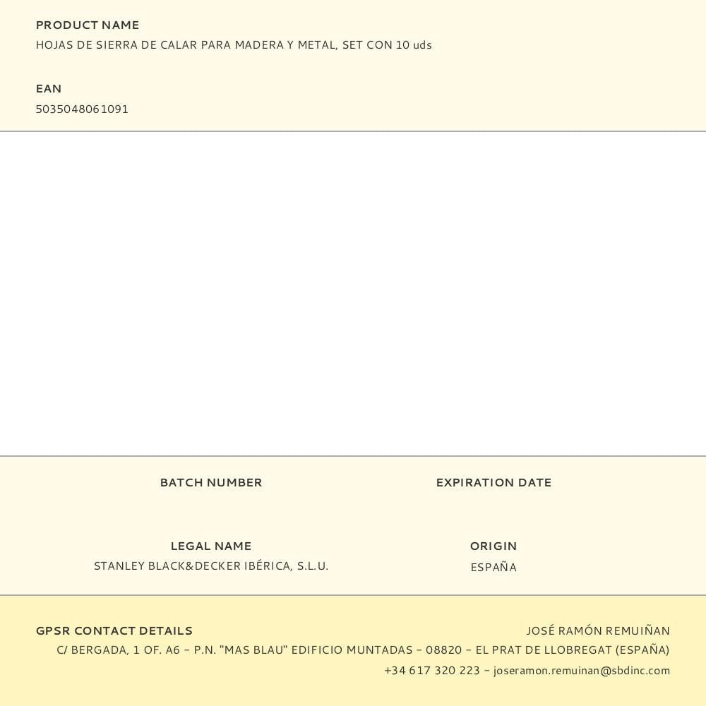 Hojas de sierra de calar para madera y metal, set con 10 uds