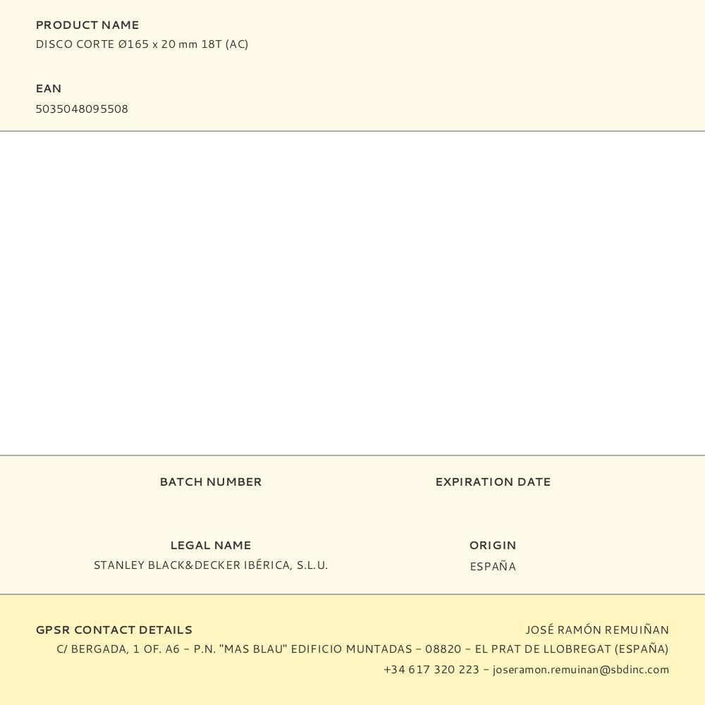 Disco corte ø165 x 20 mm 18t (ac)