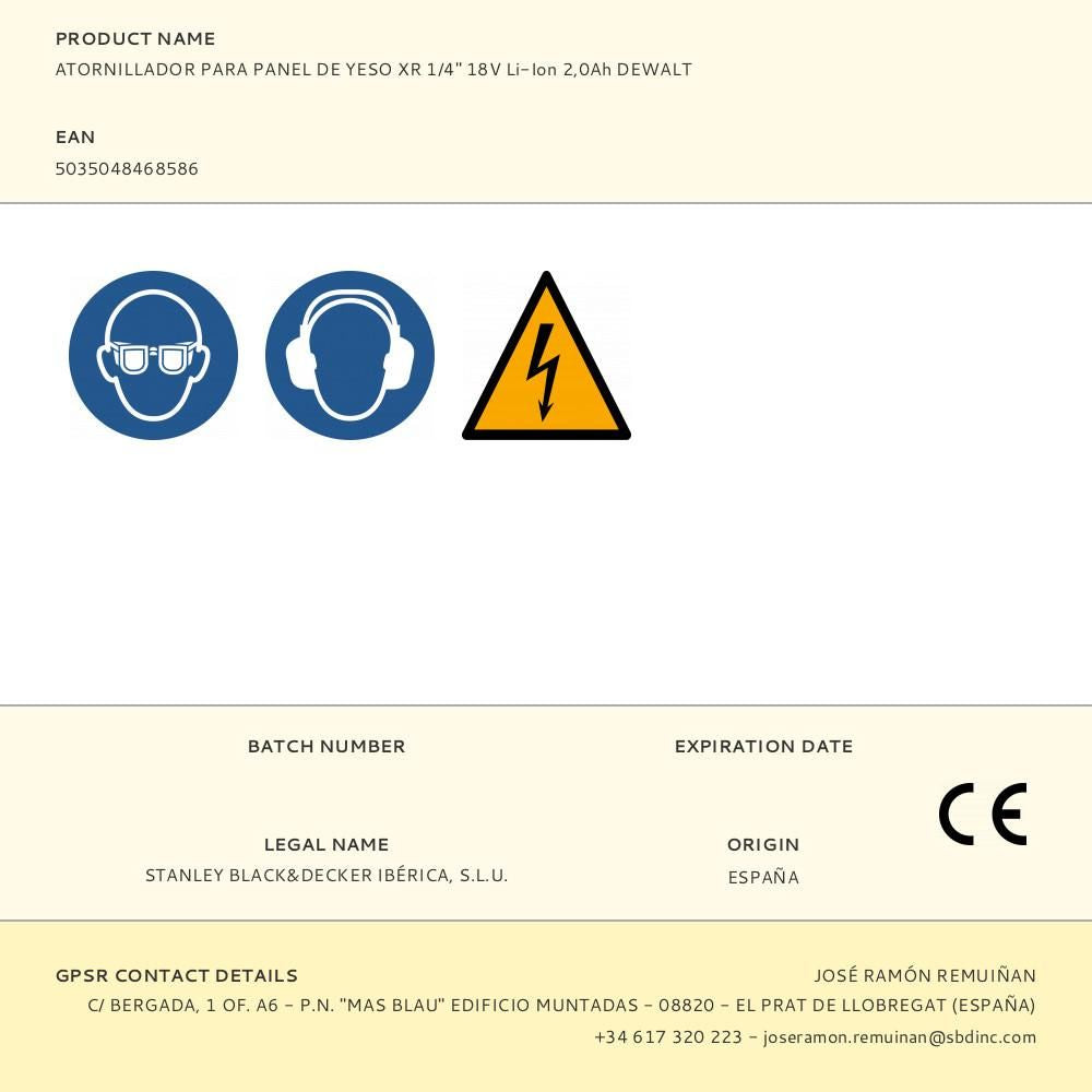 Kit atornillador brushless para panel de yeso 18 v ¼ pulg con 2 baterías 2,0ah y cargador