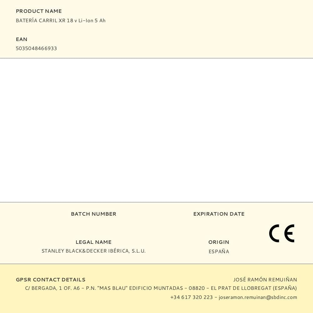 Batería carril xr 18 v li-ion 5 ah