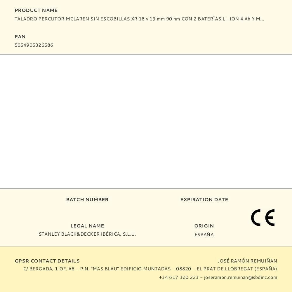 Kit taladro percutor mclaren xr brushless 18 v con 2 baterías li-ion 4 ah y maletín tstak