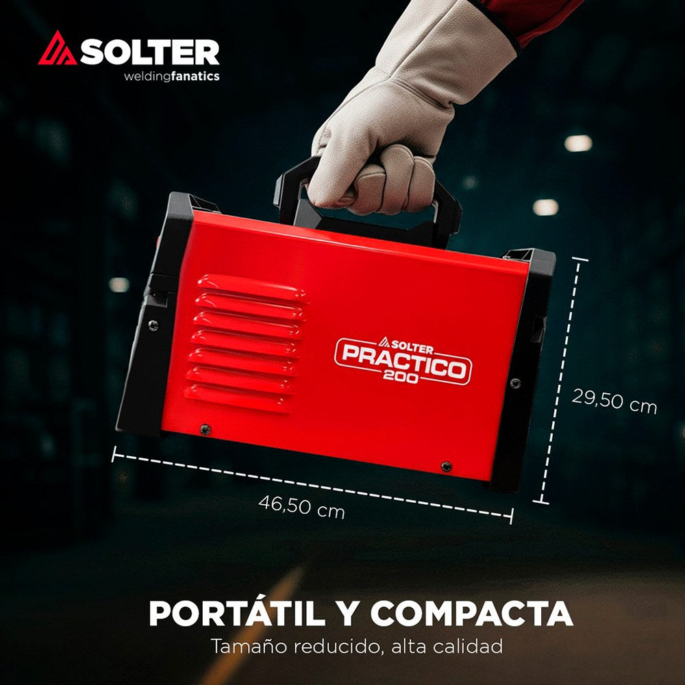 Equipo soldador, inverter, practico 200 ld 32a, 33 x 13 x 20 cm