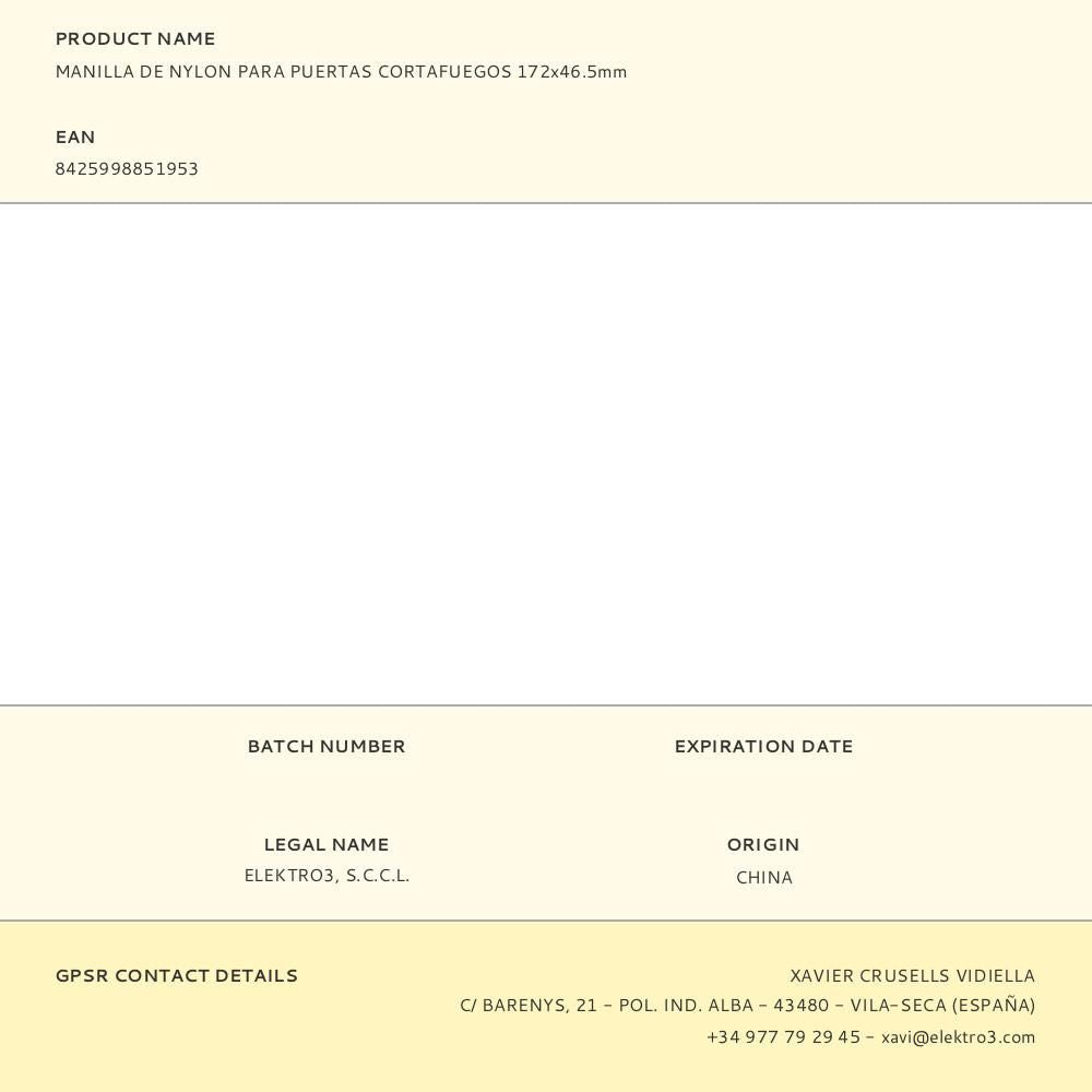 Manilla de nylon para puertas cortafuegos 172x46.5mm