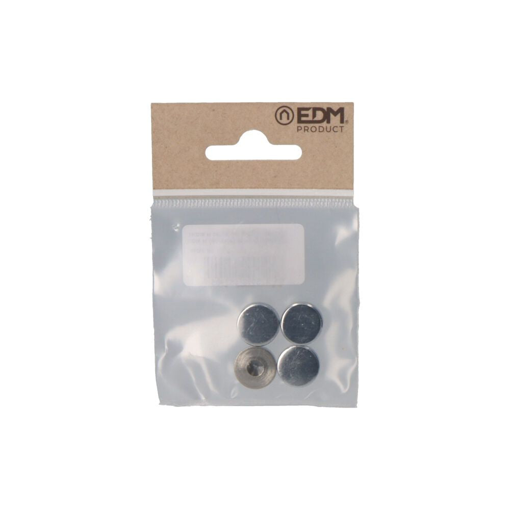Embellecedor latón roscado liso 14 mm níquel, 4 uds