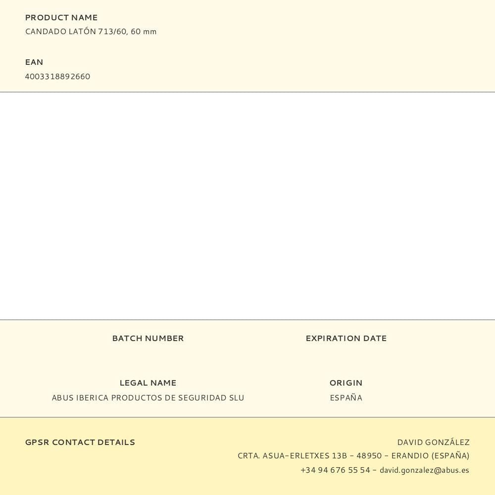 Candado latón 713/60, 60 mm