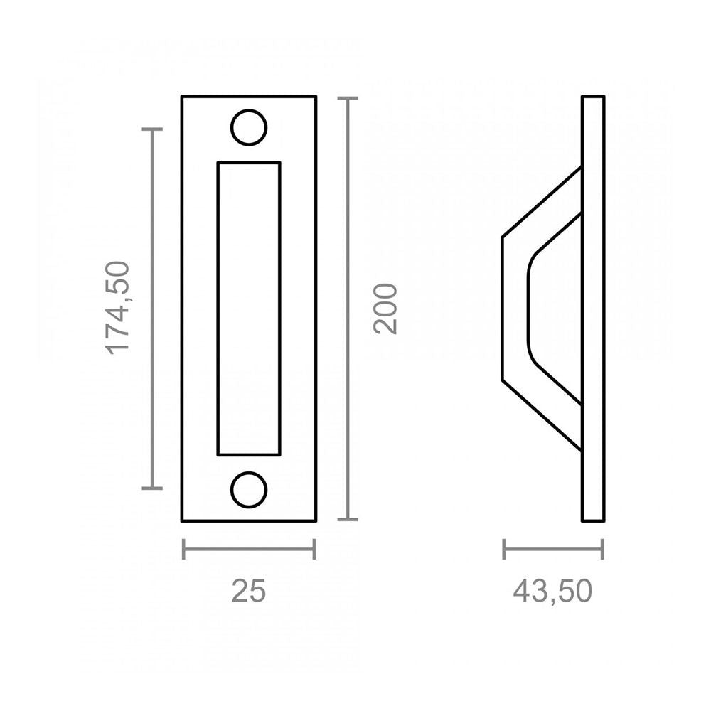 Asas placa recta 6804 aluminio negro