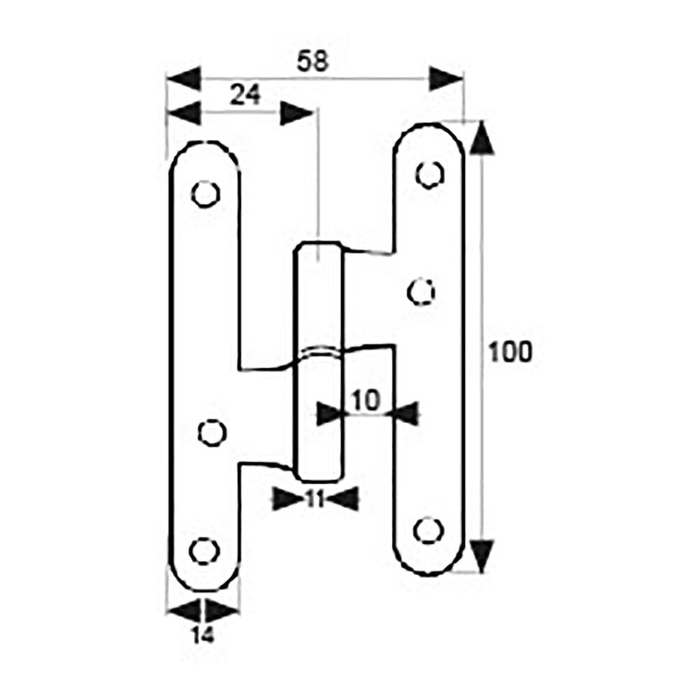 Pernio sin remate pn04 izquierda 100x58mm latón satinado