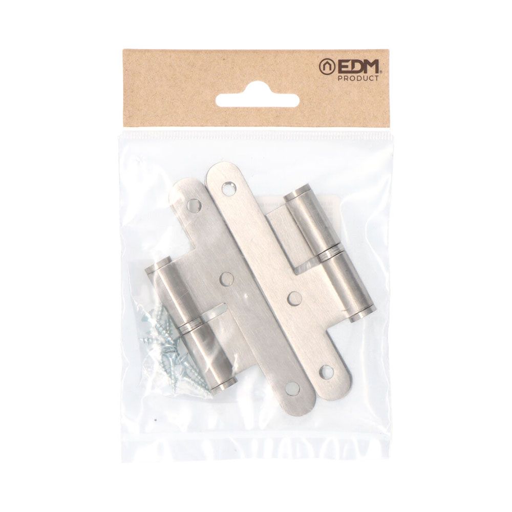 Pernio, sin remate, modelo pn07, derecha, de acero con acabado en inox, 100 x 58 mm, 2 uds, blister
