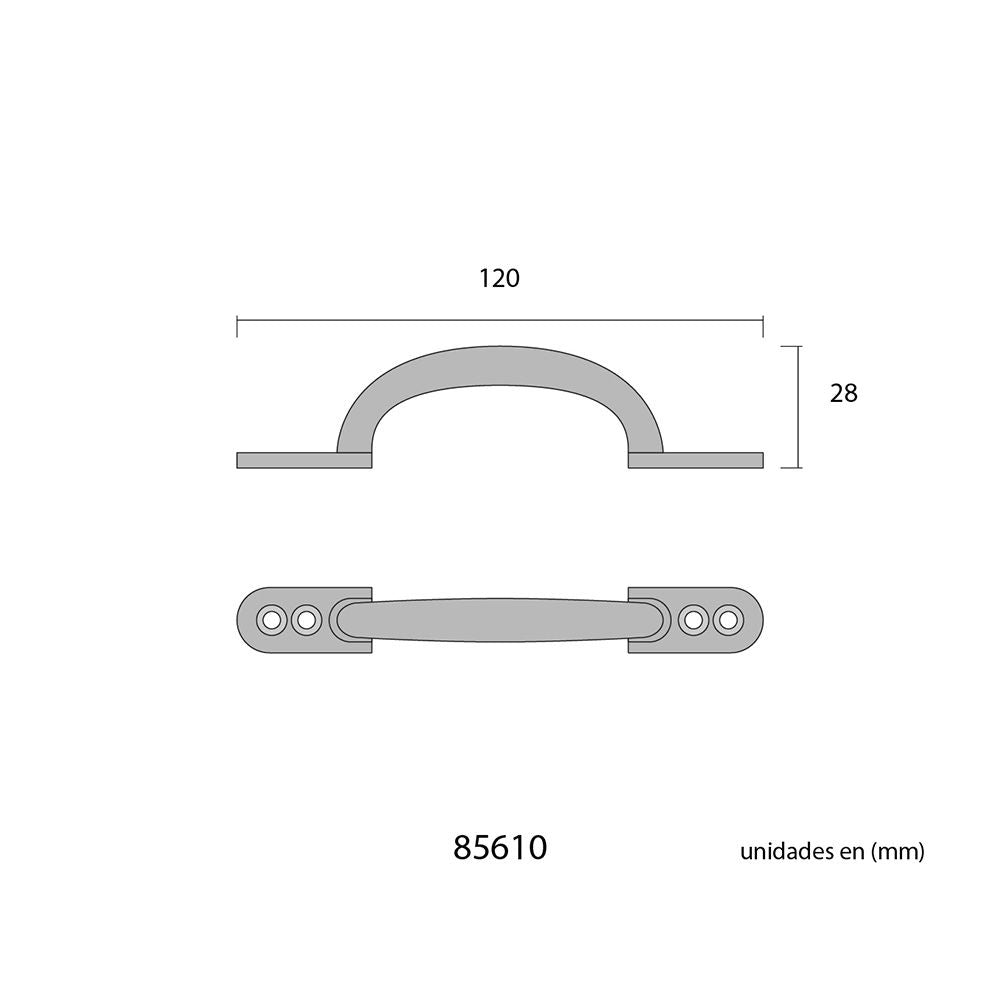 Tirador plano 120mm h° negro edm