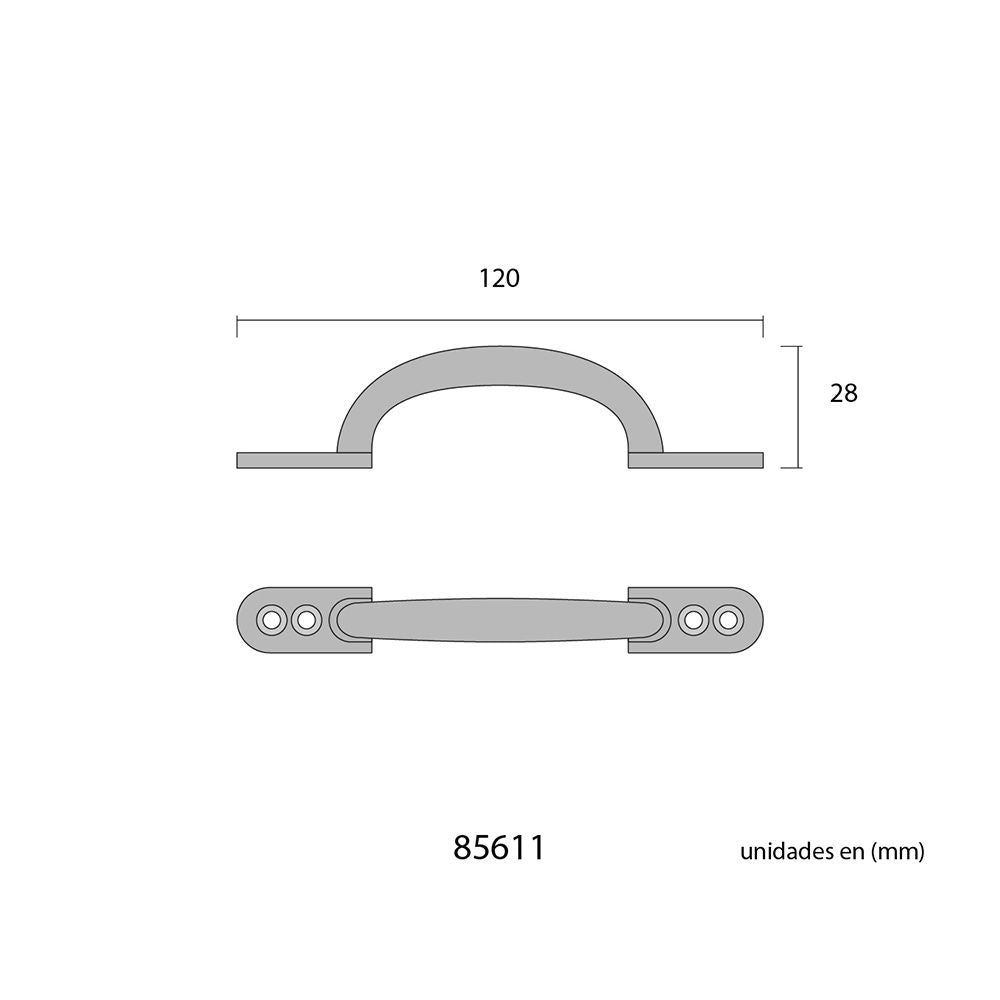 Tirador plano 120mm h° antiguo edm