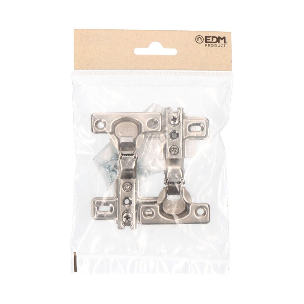 Bisagra cazoleta, acodada, modelo bc01, de acero con acabado zincado, 26 mm, 2 uds, blister