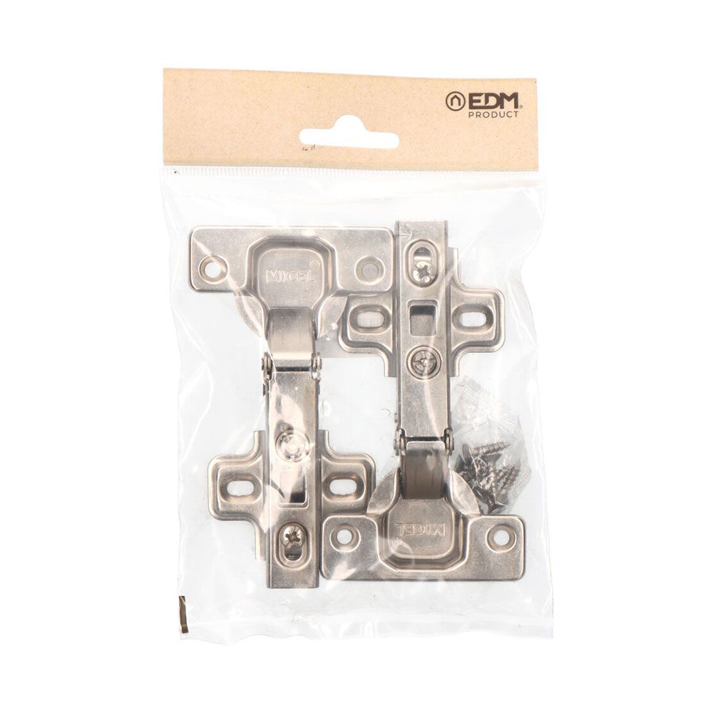 Bisagra cazoleta clip, recta, modelo bc03, de acero con acabado zincado, 35 mm, 2 uds, blister