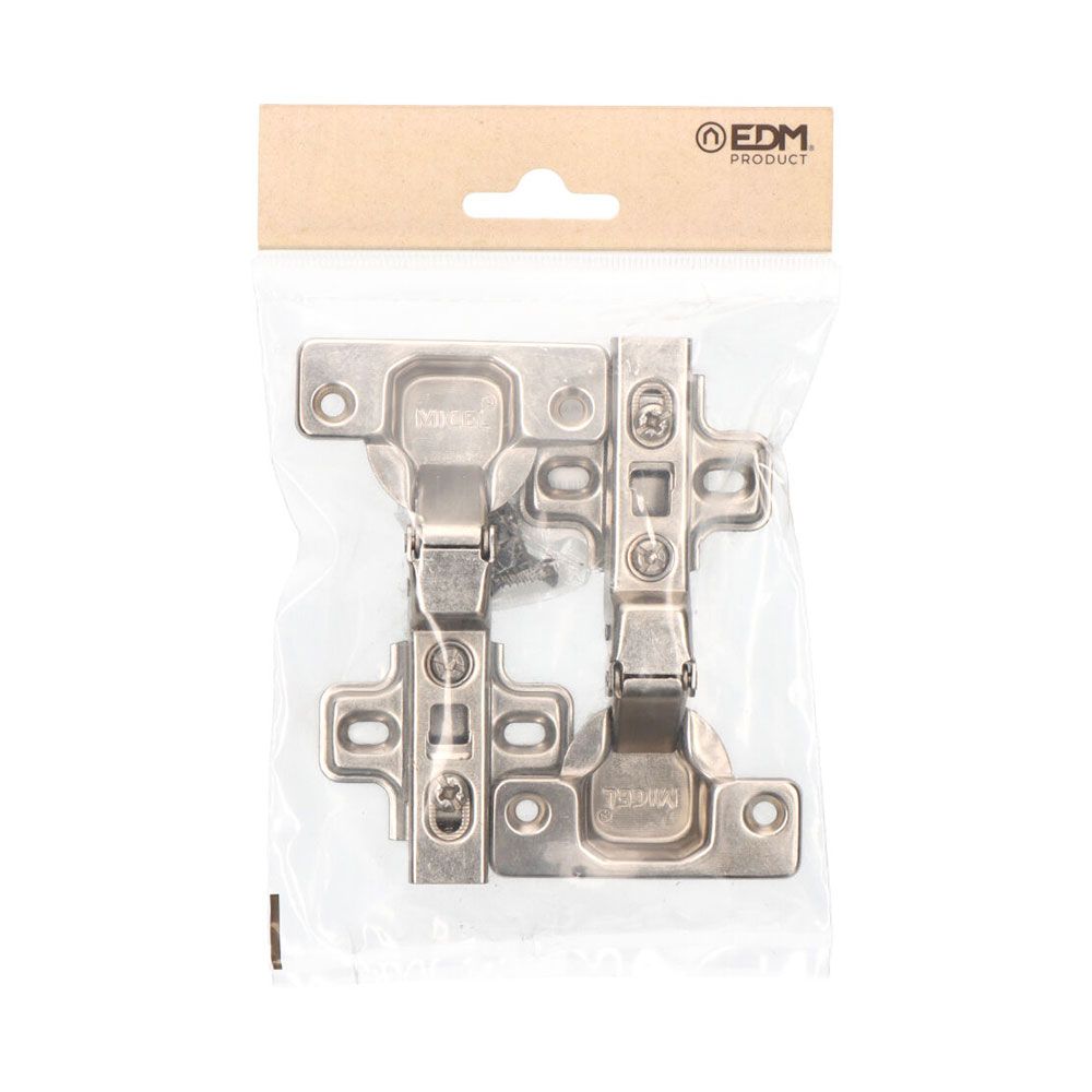 Bisagra cazoleta clip, acodada, modelo bc03, de acero con acabado zincado, 35 mm, 2 uds, blister