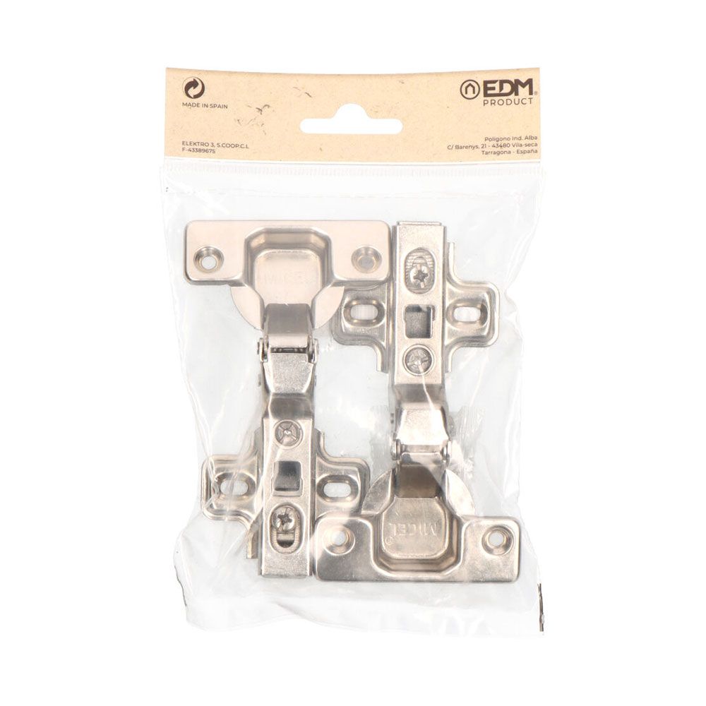 Bisagra cazoleta clip, super acodada, modelo bc03, de acero con acabado zincado, 35 mm, 2 uds, blister