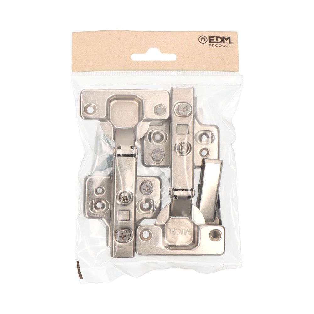 Bisagra cazoleta pistón, recta, modelo bc05, de acero con acabado zincado, 35 mm, 2 uds, blister