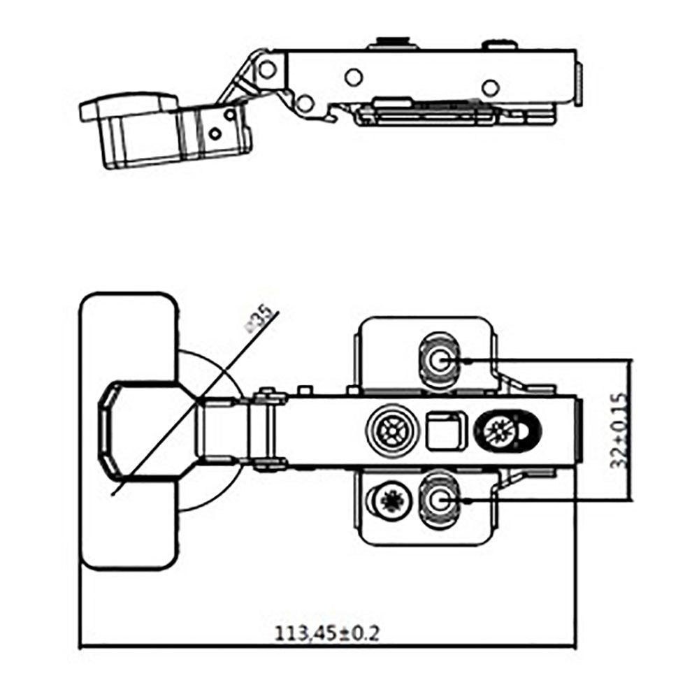 Bisagra cazoleta pistón, recta, modelo bc05, de acero con acabado zincado, 35 mm, 2 uds, blister