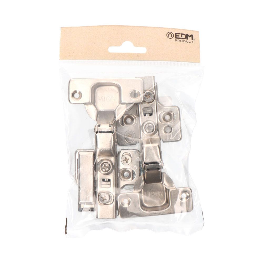 Bisagra cazoleta pistón, acodada, modelo bc05, de acero con acabado zincado, 35 mm, 2 uds, blister