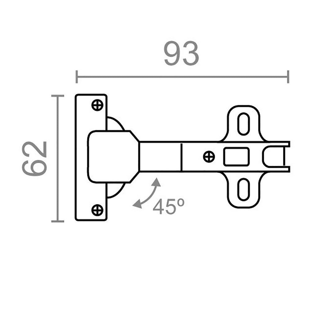 Bisagra cazoleta 45°, modelo bc09, de acero con acabado zincado, 35 mm, 2 uds, blister