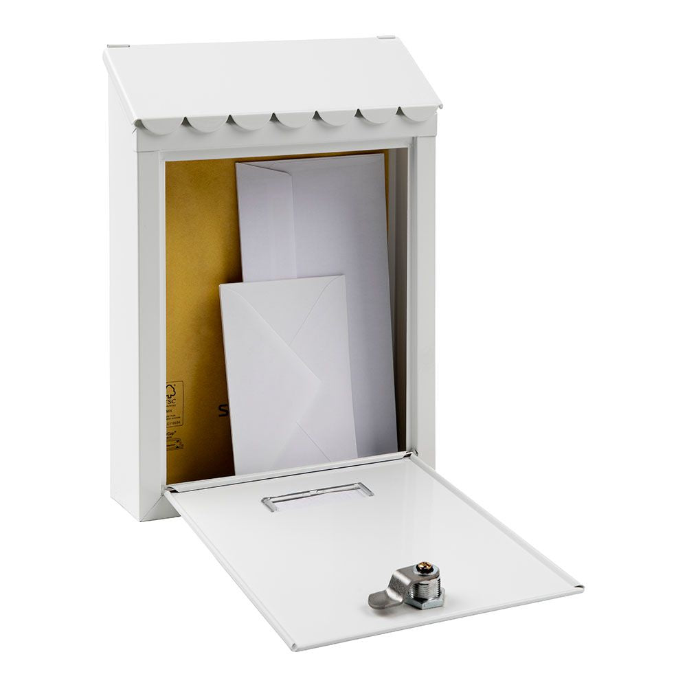 Buzón individual exterior, pequeño, civic, acero, blanco, 21,6 x 8 x 30 cm