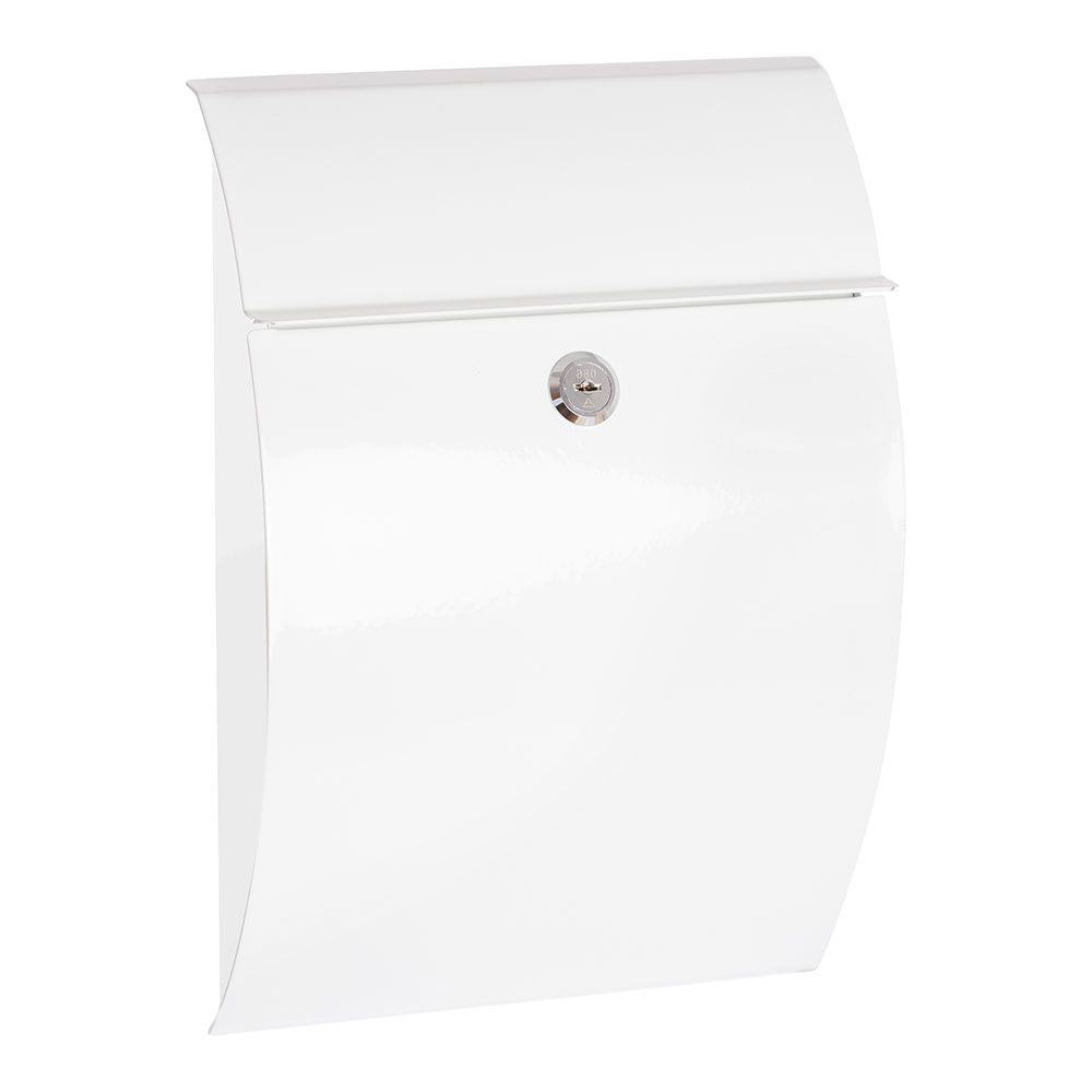 Buzón individual exterior, pequeño, galan, acero, blanco, 21 x 7,5 x 29 cm