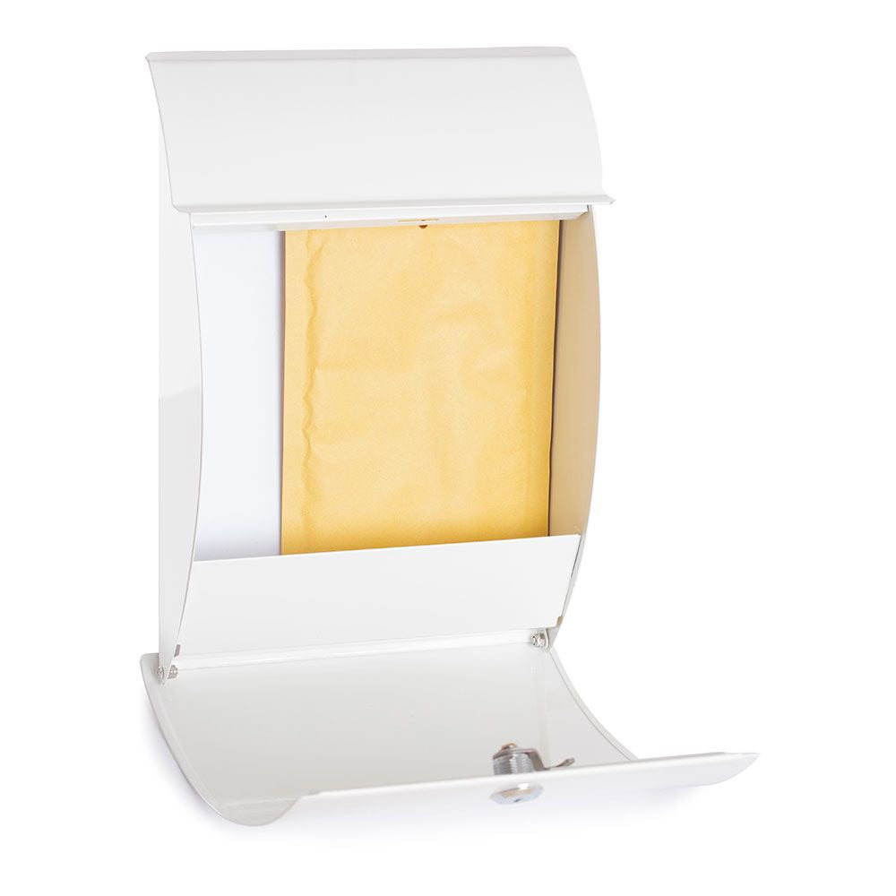 Buzón individual exterior, pequeño, galan, acero, blanco, 21 x 7,5 x 29 cm