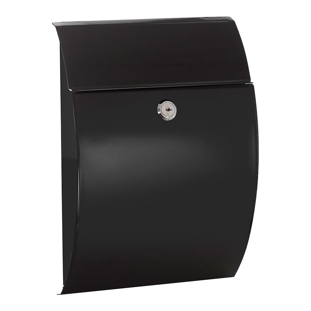 Buzón individual exterior, pequeño, galán, acero, negro, 21 x 7,5 x 29 cm