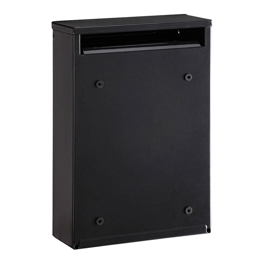 Buzón individual exterior, pequeño, zaguán, acero, negro, 22 x 8 x 32 cm