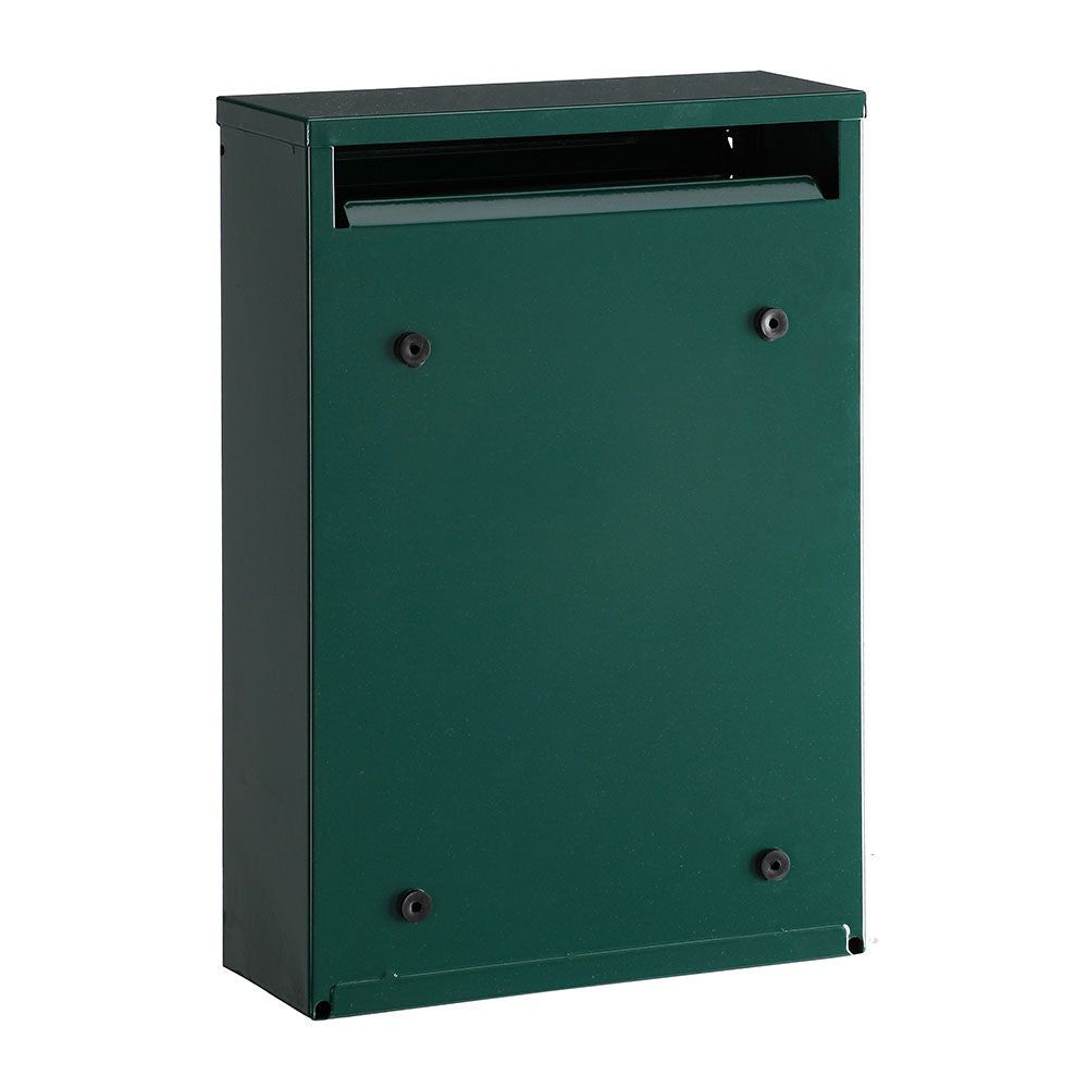 Buzón individual exterior, pequeño, zaguán, acero, verde, 22 x 8 x 32 cm