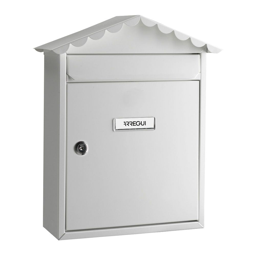 Buzón individual exterior, mediano, visit, acero, blanco, 30 x 11 x 36 cm