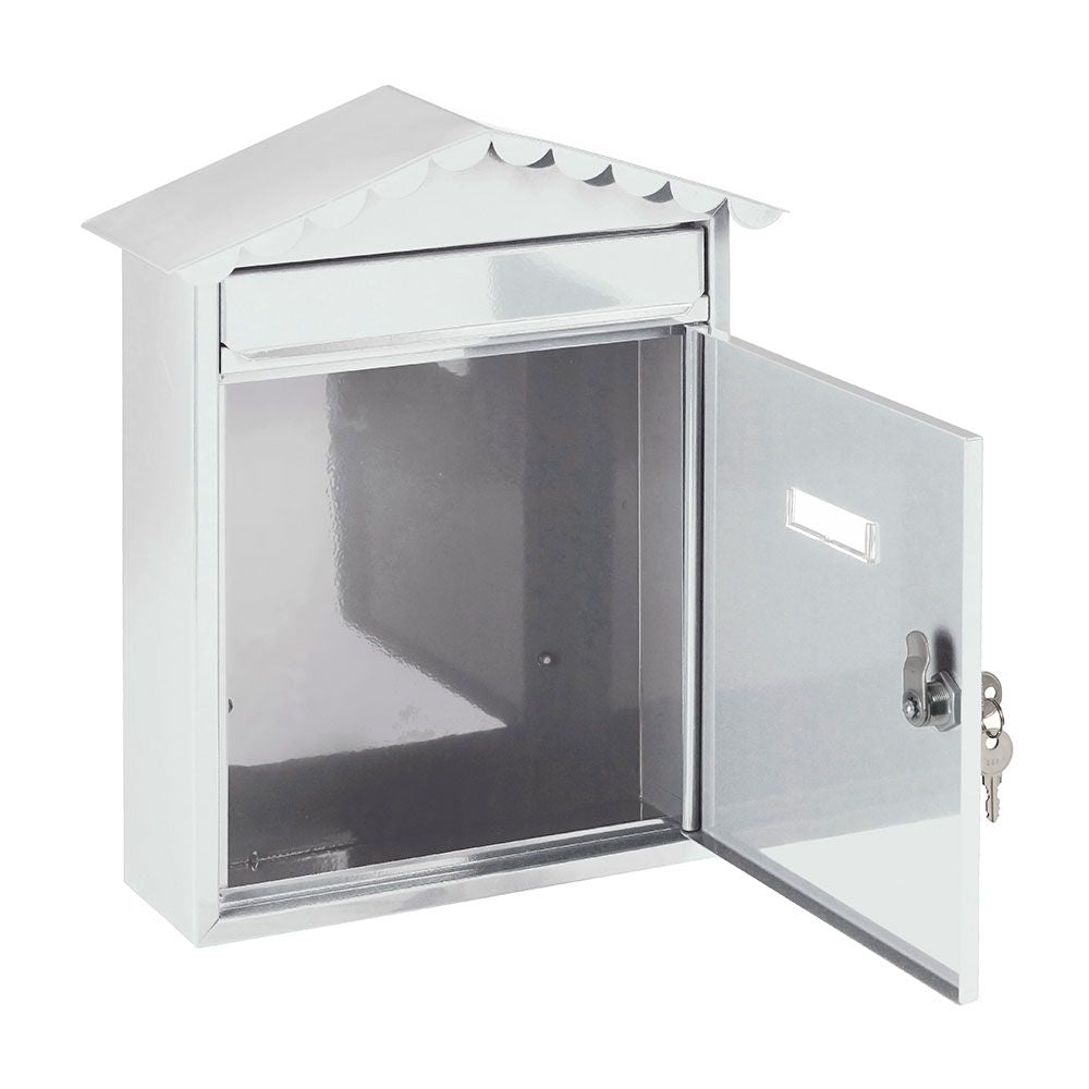 Buzón individual exterior, mediano, visit, acero, blanco, 30 x 11 x 36 cm