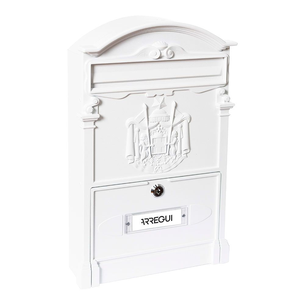 Buzón individual exterior mediano, residencia, aluminio, blanco, 26 x 9 x 42 cm