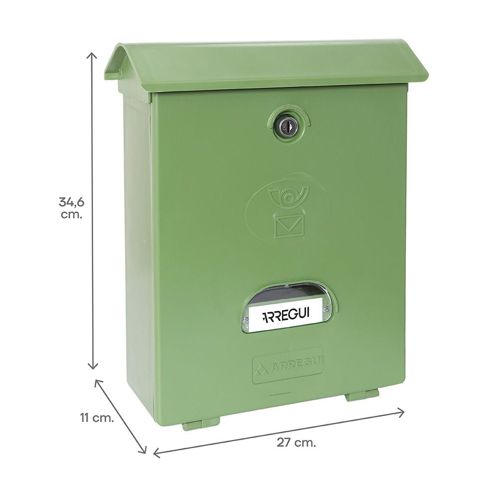 Buzón individual exterior, mediano, classic, poliestireno, verde, 27 x 11 x 34,6 cm