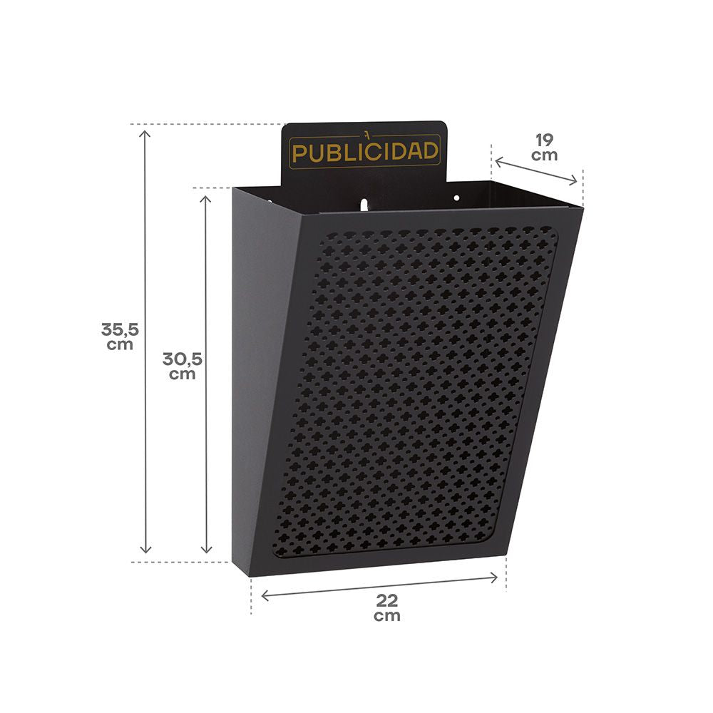 Cesta de publicidad e2301, acero, negro, 22 x 19 x 35,5 cm