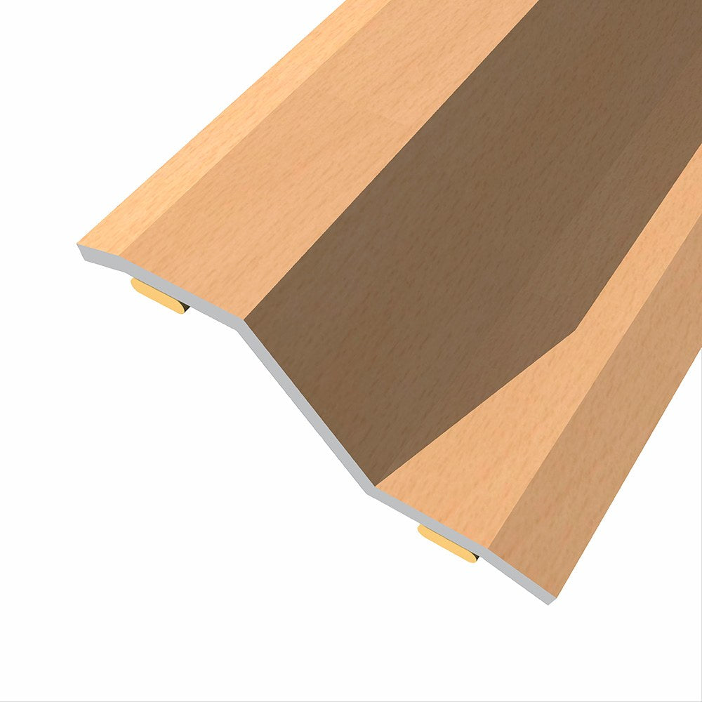Junta de acero para desnivel 8-14 mm, adhesiva, flooring, haya clara, 166 x 3,6 cm