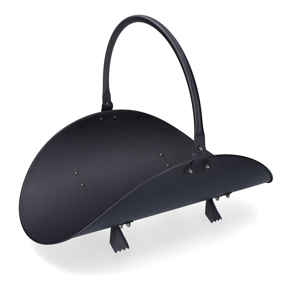 Cesta metálica para leña, color negro, 48 x 35 x 38 cm