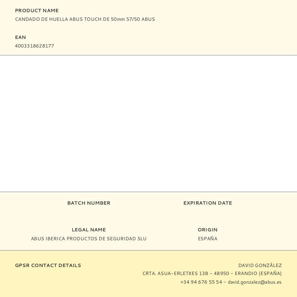 Candado de huella abus touch de 50mm 57/50 abus