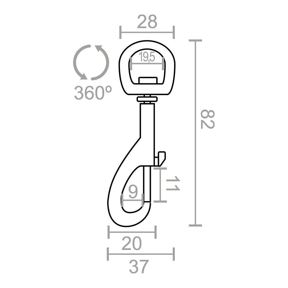 Mosquetón llavero anilla, msq05, acero niquelado, 82 mm, 3/4"