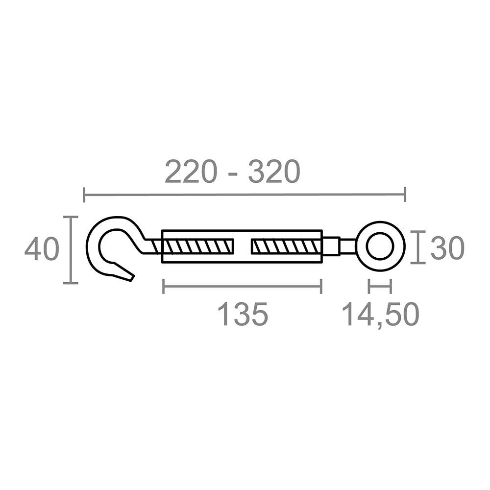 Tensor gancho-anilla din-1480 tns01, acero galvanizado, m12