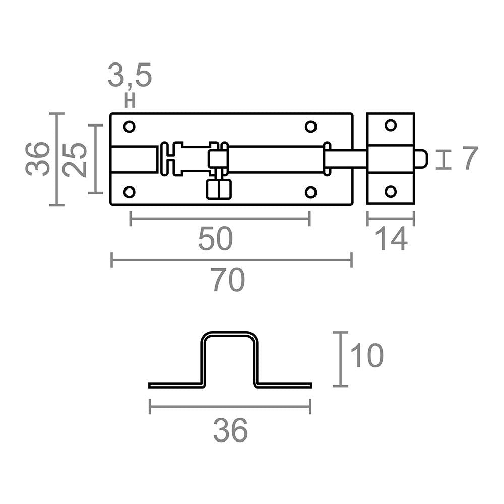 Pasador ps15, acero inoxidable, 70 mm