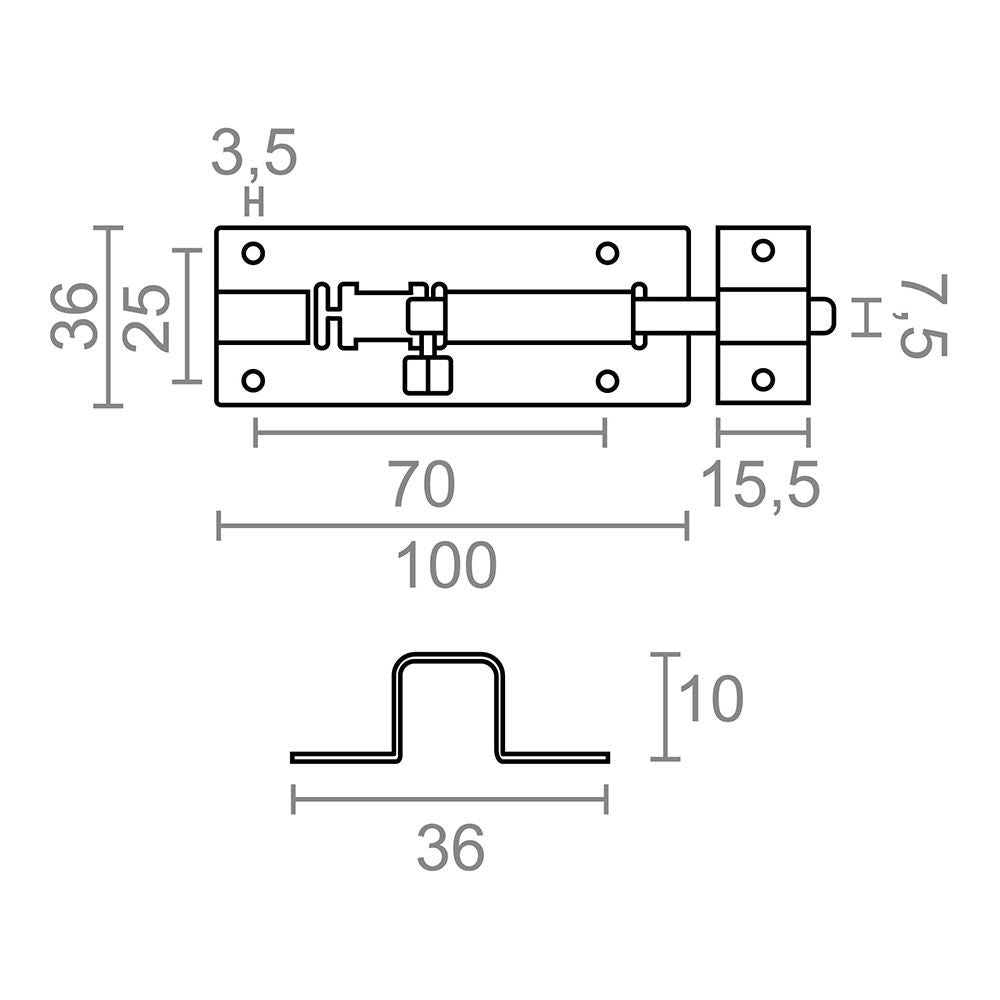 Pasador ps15, acero inoxidable, 100 mm