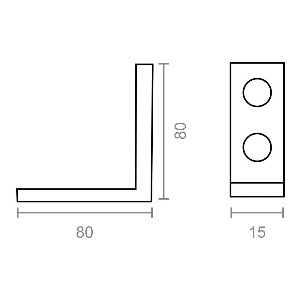 Ángulo refuerzo an02, acero zincado, 80 x 80 x 15 mm. 4 unidades