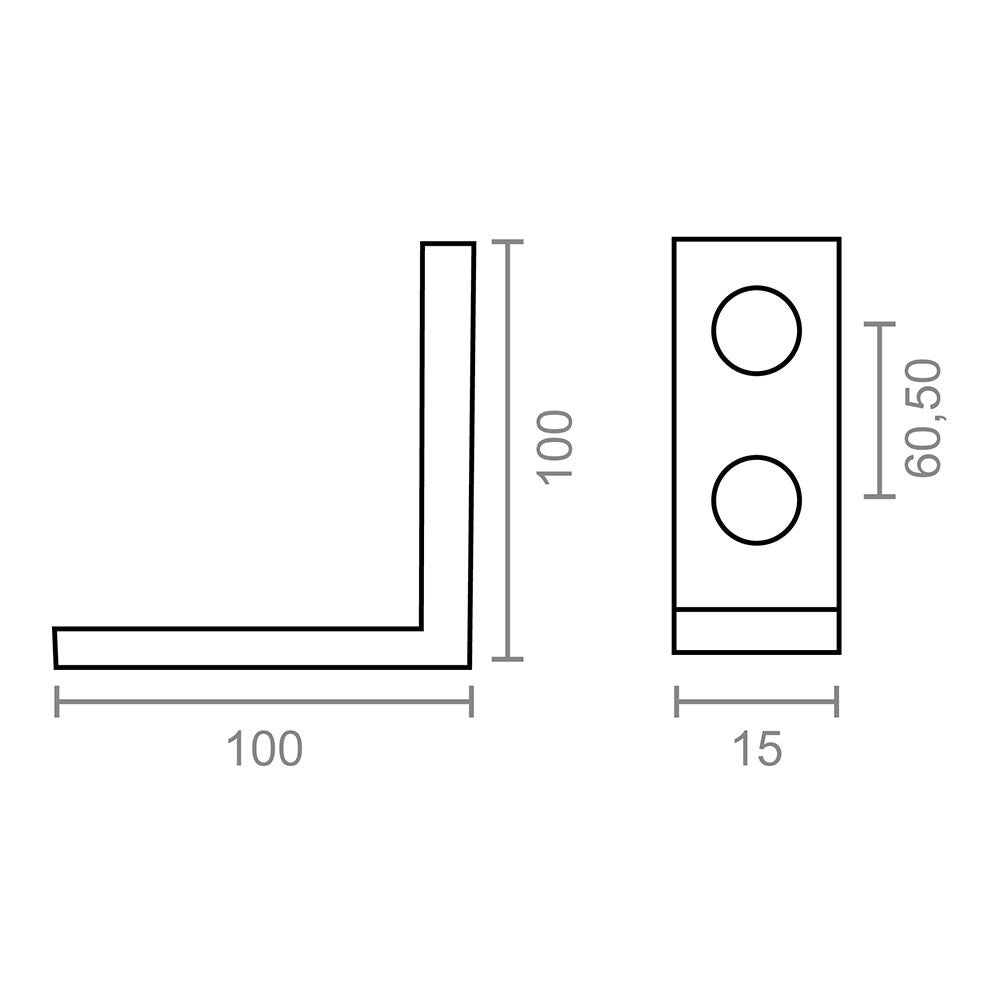 Ángulo refuerzo an02, acero zincado, 100 x 100 x 15 mm. 4 unidades