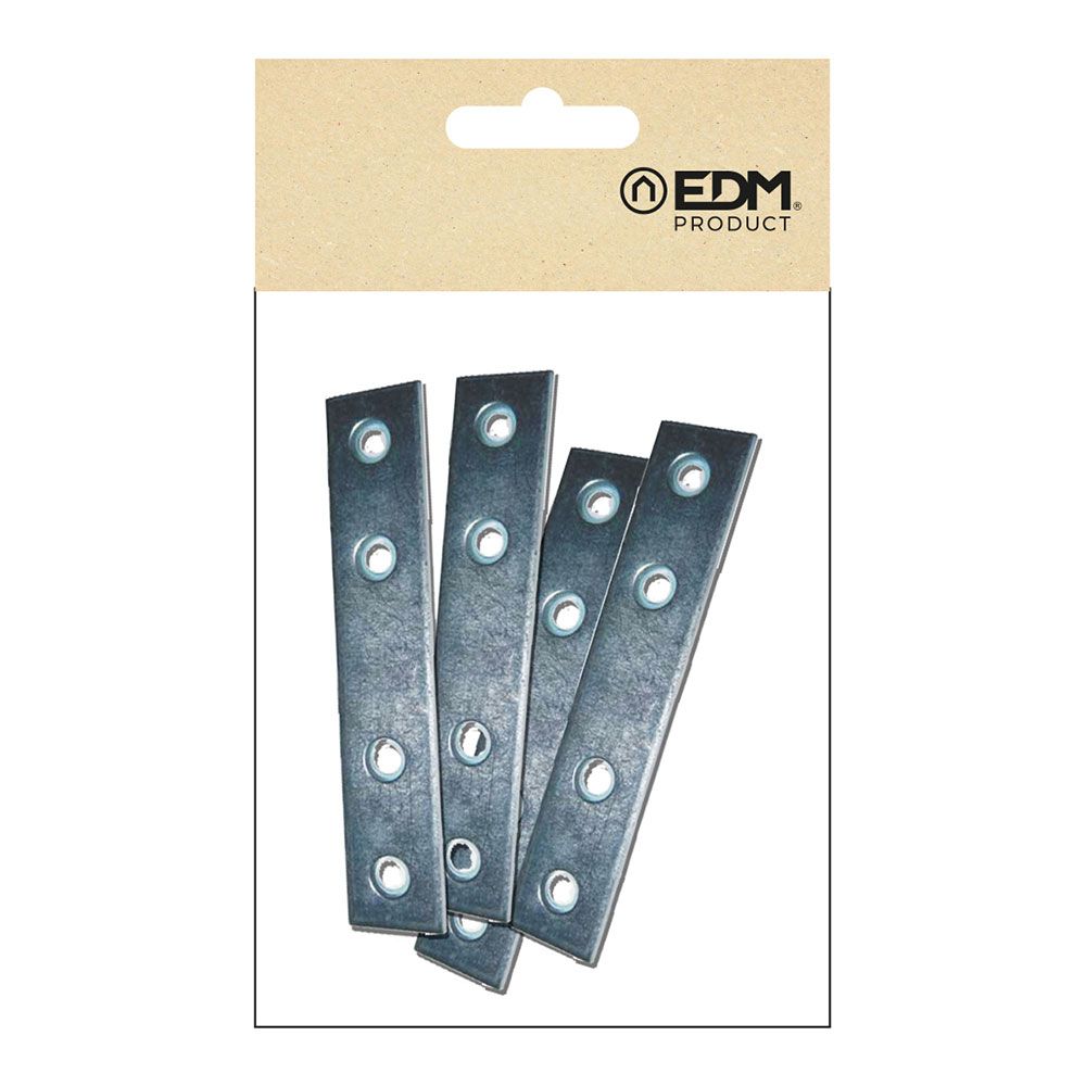 Placa recta unión plc02, acero zincado, 80 x 15 x 2 mm. 4 unidades
