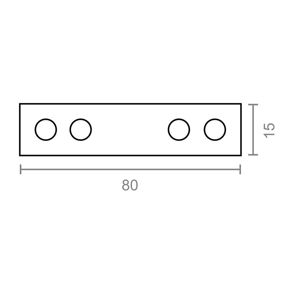 Placa recta unión plc02, acero zincado, 80 x 15 x 2 mm. 4 unidades