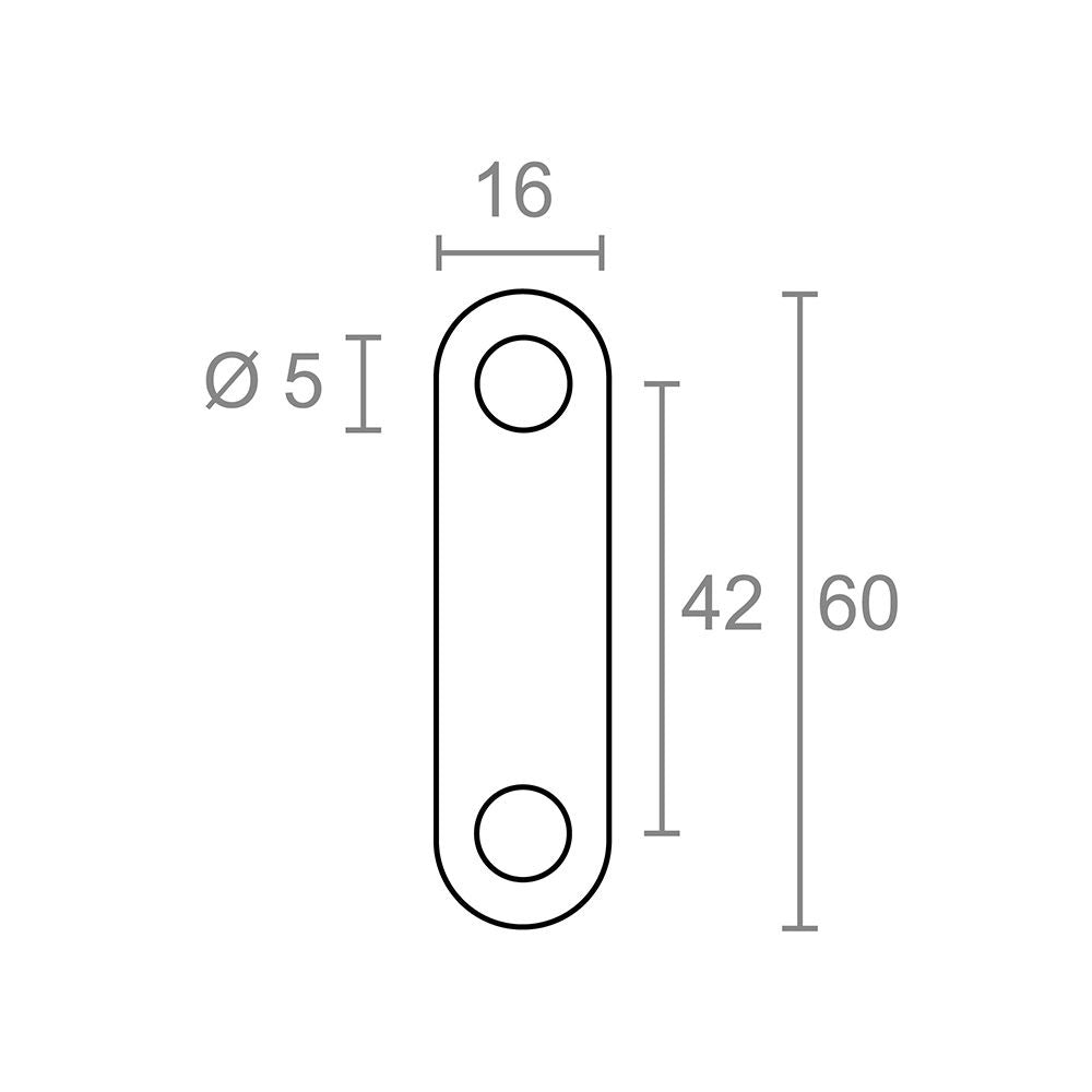 Placa recta unión plc14, acero inoxidable, 60 x 16 x 1,5 mm. 4 unidades