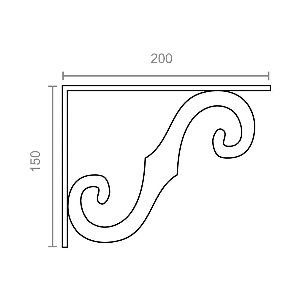 Escuadra ornamental plm05 negro 200 x 150 mm