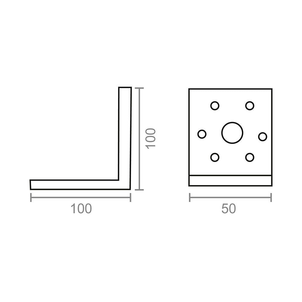 Angulo pesante an13 zincado 100 x 100 x 50 mm