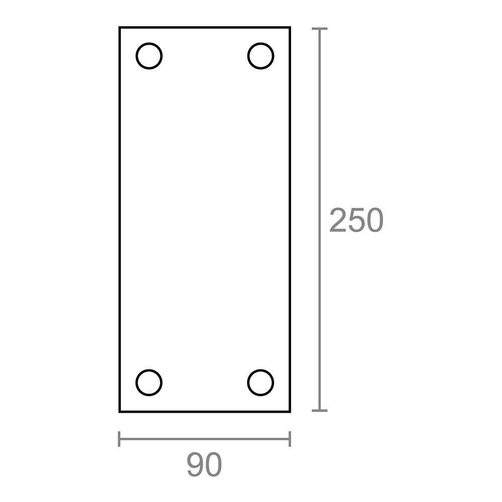 Placa ciega, modelo plp12, de latón con acabado latón satinado, 90 x 250 mm