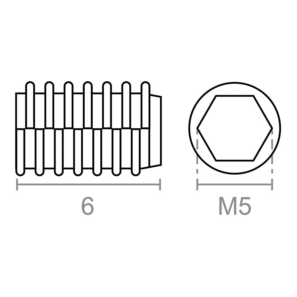 Tornillo prisionero manilla, modelo trn04, de acero inoxidable con acabado inox, m5 x 6 mm, 10 uds, blister